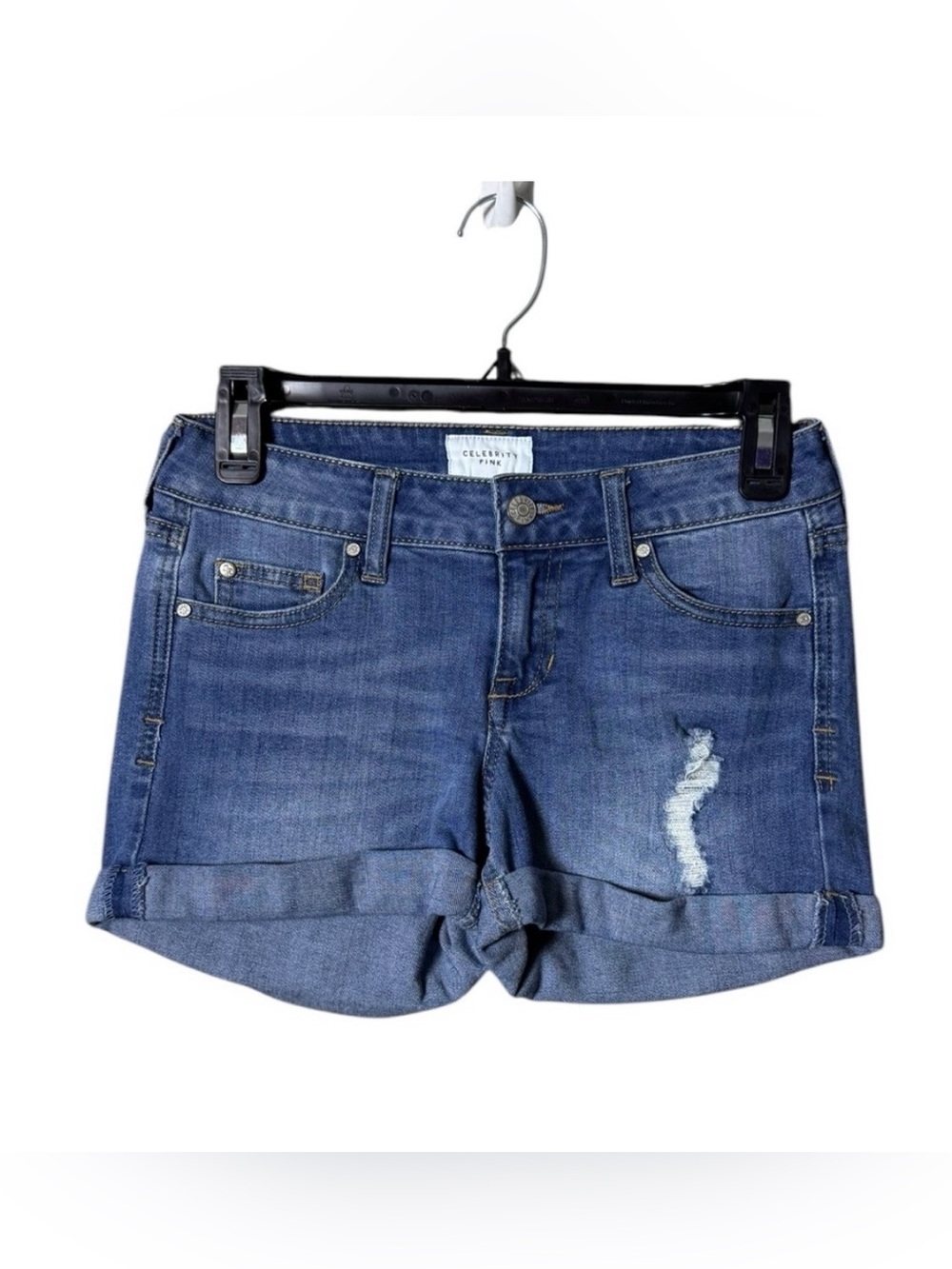 Celebrity Pink Womens Denim Shorts 24 Blue Jean Distressed Y2K Festival …